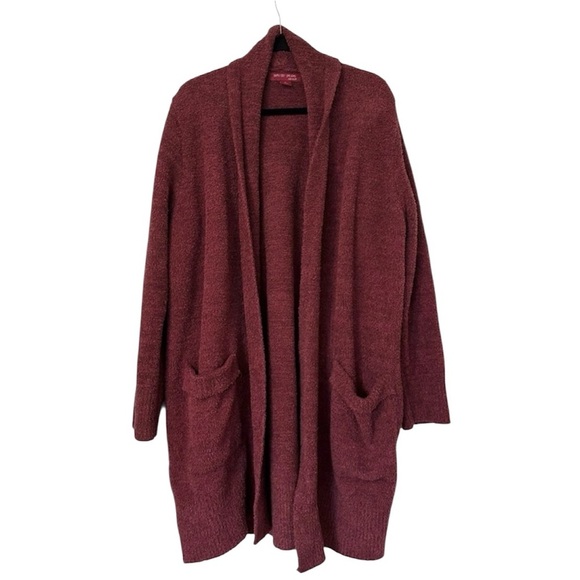 Barefoot Dreams Cozychic Cali Cardi Open Front Womens Large Red - Picture 2 of 6